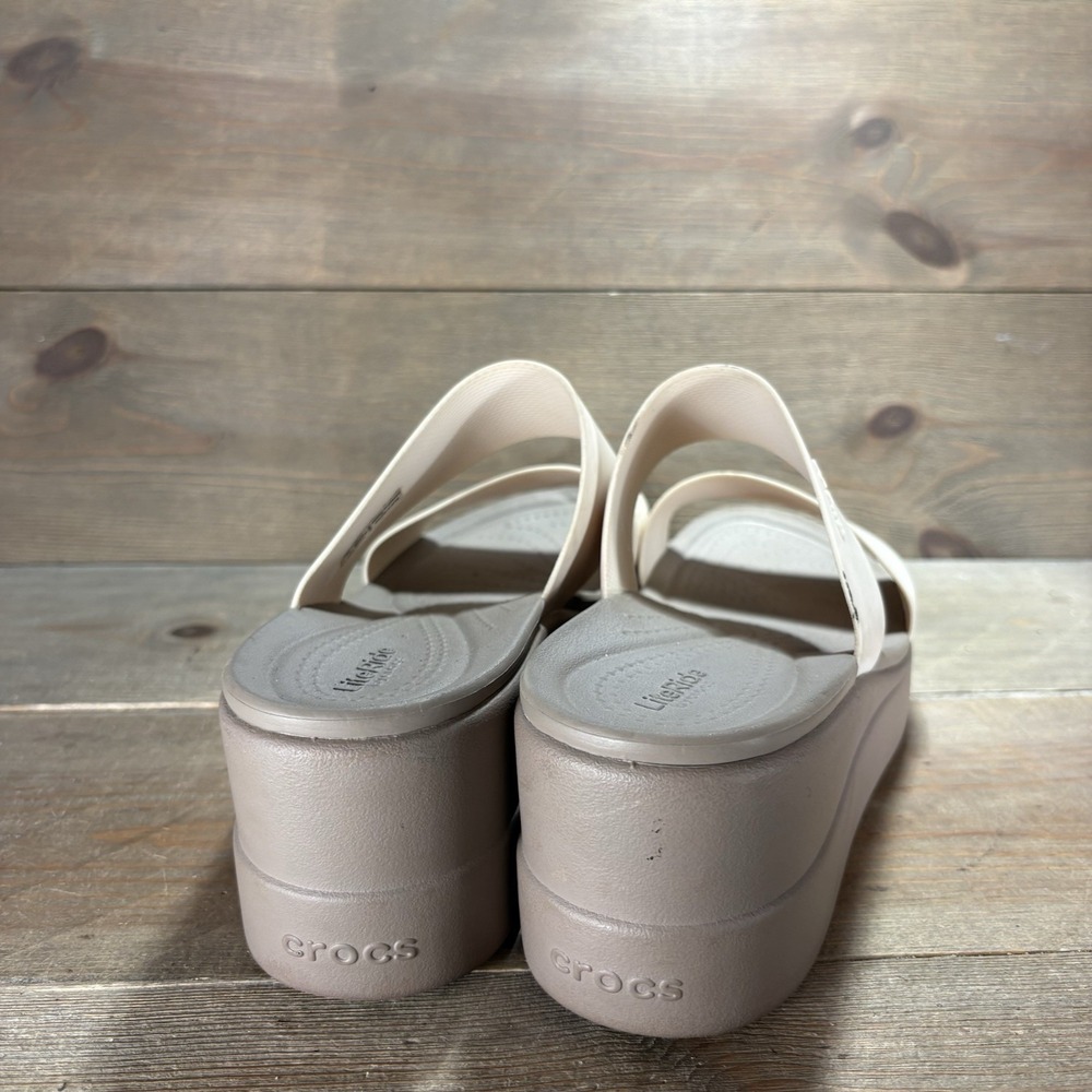 crocs brooklyn wedge womens size 9 shoes beige chunky wedge sandals - Picture 4 of 10